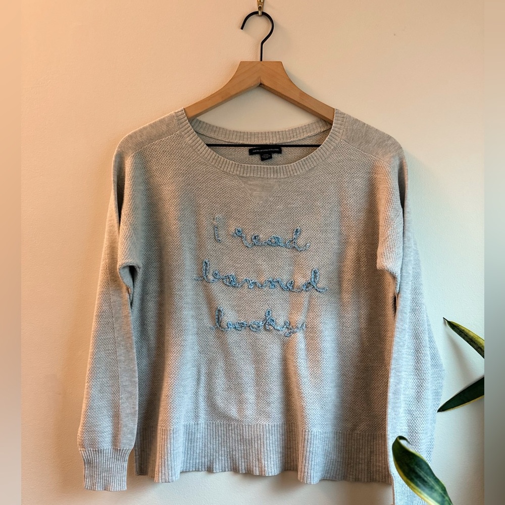 I Read Banned Books hand embroidered sweater